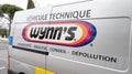 Wynn`s Automotive France wholesale company logo brand and text sign on panel van