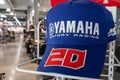 Yamaha factory racing 20 motorcycle logo sign and brand text on motorbike cap blue Royalty Free Stock Photo