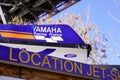 yamaha jet skis rental logo brand and text sign of rent watercraft