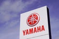 Yamaha logo sign front of motorbike store and motor boat engine shop motorcycle