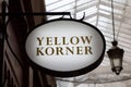 Yellow Korner logo sign and brand text YellowKorner facade chain shop of limited