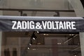 Zadig et Voltaire logo brand and text sign shop front facade luxury fashion french