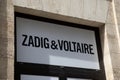 Zadig & Voltaire logo brand and text sign front facade luxury fashion clothing perfume