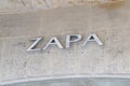 Zapa logo brand and sign text front of store fashion clothing shop wall facade