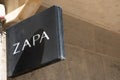 zapa sign text and logo brand on wall facade entrance on fashion clothes