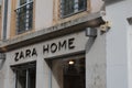 zara home logo text and brand sign storefront of spain store company manufacturing of