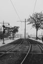 Bordeaux city tram lines stock photo.