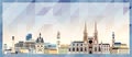 Bordeaux skyline vector colorful poster on beautiful triangular texture background