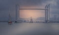 BORDEAUX- THE DEPARTURE OF THE HERMIONE AND ITS PASSAGE UNDER THE CHABAN DELMAS BRIDGE