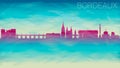 Bordeaux France City Skyline Vector Silhouette. Broken Glass Abstract Geometric Dynamic Textured. Banner Background. Colorful Shap