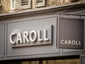 Selective blur on a Caroll Paris Logo in front of their shop for Bordeaux. Royalty Free Stock Photo