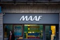 Selective blur on MAAF logo in front of their local agency in Bordeaux.