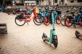 Tier Mobility logo on an electric scooters in Bordeaux.