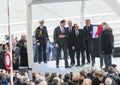 BORDEAUX, FRANCE - MARCH, 16 2013 : Inauguration of the Jacques Chaban-Delmas lift bridge by French President Francois