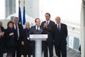BORDEAUX, FRANCE - MARCH, 16 2013 : Inauguration of the Jacques Chaban-Delmas lift bridge by French President Francois