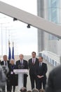 BORDEAUX, FRANCE - MARCH, 16 2013 : Inauguration of the Jacques Chaban-Delmas lift bridge by French President Francois