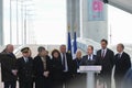 BORDEAUX, FRANCE - MARCH, 16 2013 : Inauguration of the Jacques Chaban-Delmas lift bridge by French President Francois