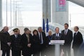 BORDEAUX, FRANCE - MARCH, 16 2013 : Inauguration of the Jacques Chaban-Delmas lift bridge by French President Francois