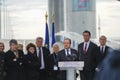 BORDEAUX, FRANCE - MARCH, 16 2013 : Inauguration of the Jacques Chaban-Delmas lift bridge by French President Francois