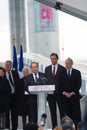 BORDEAUX, FRANCE - MARCH, 16 2013 : Inauguration of the Jacques Chaban-Delmas lift bridge by French President Francois