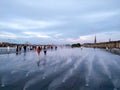 Bordeaux, France - May 22 2018: People in Miroir dEau Royalty Free Stock Photo