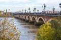 Bordeaux, France - Pont de Pierre bridge, over the Garonne river in Bordeaux, Nouvelle Aquitane, Gironde Royalty Free Stock Photo