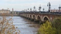 Bordeaux, France - Pont de Pierre bridge, over the Garonne river in Bordeaux, Nouvelle Aquitane, Gironde Royalty Free Stock Photo