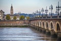 Bordeaux, France -  Pont de Pierre bridge, over the Garonne river in Bordeaux, Nouvelle Aquitane, Gironde Royalty Free Stock Photo