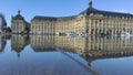 BORDEAUX, FRANCE - NOVEMBER 20, 2021. The mirror of the quay in front of the Place Royale, Place Bourse Royalty Free Stock Photo