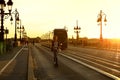 Pont de Pierre bridge and modern city tramway in Bordeaux