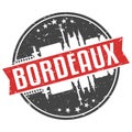 Bordeaux France Round Travel Stamp Icon Skyline City Design Seal Badge Illustration.