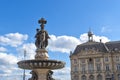 Bordeaux, France - Sep 17, 2021: Detail of The Fountain of Three Graces in the center of the French city. Located on the Royalty Free Stock Photo