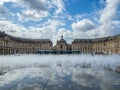 Miroir d`Eau at Place de la Bourse in Bordeaux France on September 19, 2016. Unidentified people