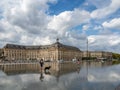 Miroir d`Eau at Place de la Bourse in Bordeaux France on September 19, 2016. Unidentified people