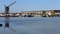 Bordeaux, France - View of the bombproof World War 2 German submarine base and pen in the Bacalan waterfront