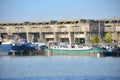 Bordeaux, France - View of the bombproof World War 2 German submarine base and pen in the Bacalan waterfront