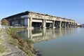 Bordeaux, France - View of the bombproof World War 2 German submarine base and pen in the Bacalan waterfront