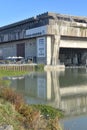 Bordeaux, France - View of the bombproof World War 2 German submarine base and pen in the Bacalan waterfront