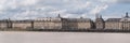 Bordeaux, Gironde / France - 05 26 2019 : Panorama of Bordeaux city from boat on Garonne river