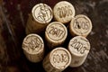 Bordeaux red wine bottle corks Royalty Free Stock Photo