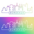 Bordeaux skyline. Colorful linear style.