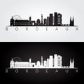 Bordeaux skyline and landmarks silhouette