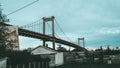 Bordeaux steel bridge lookalike of golden bridge in San Francisco. Royalty Free Stock Photo