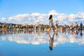 Bordeaux water mirror full of people in summer Royalty Free Stock Photo