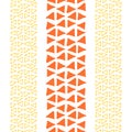 A border of abstract painted triangles. Bright yellows and oranges. Vertical seamless traditional ornament for magazines