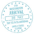 Border arrival stamp. World air travel sign