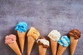 Border of assorted flavours of gourmet ice cream Royalty Free Stock Photo