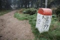 Border bollard and way, Czech-Polish border Royalty Free Stock Photo