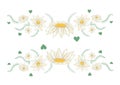 Border with chamomile flowers. Floral pattern. Vector illustration