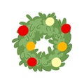 border christmas wreath cartoon vector illustration Royalty Free Stock Photo